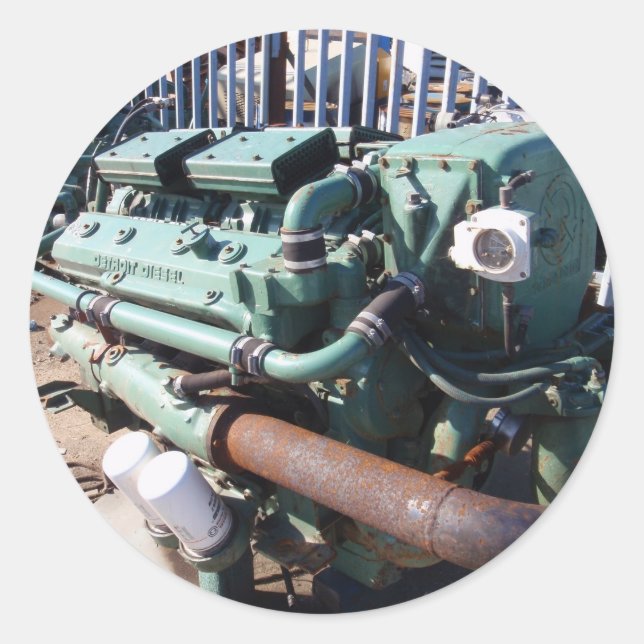 Marine Diesel-Motor Runder Aufkleber (Vorderseite)