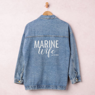 Marine Ehefrau Minimalistische Skripte Jeansjacke