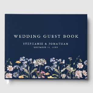 Marine Frühlings-Wildblumenwiese-Gartenhochzeit Gästebuch