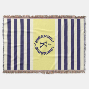 Marine Gelb Marine Streifen Personalisiertes Monog Decke