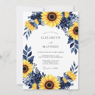 Marine Gelbe Mutige Sonnenblumen Hochzeit Einladung