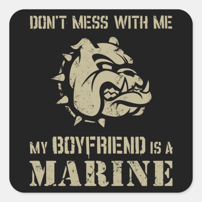 Marine Girlfriend Quadratischer Aufkleber (Vorderseite)