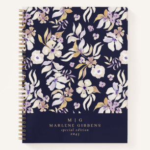 Marine-Gold-Blumen-Notizbuch Notizbuch