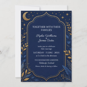Marine-Gold-Himmels-Botanik-Hochzeitseinladung Einladung