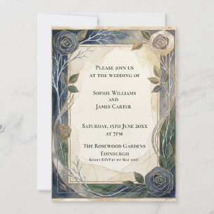 Marine-Gold-Jugendstil-Hochzeitseinladung Einladung
