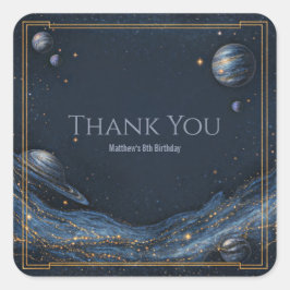 Marine Gold-Nebel-Galaxie-Planet-Grenze Quadratischer Aufkleber