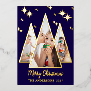 Marine-Gold-Weihnachtsbaum-Foto-Folie-Feiertagskar Folien Feiertagskarte