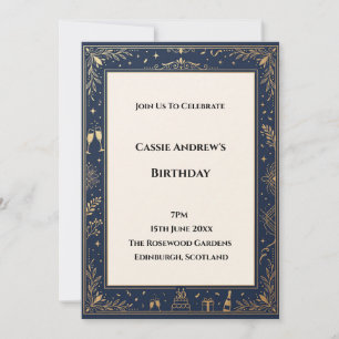 Marine-Goldrahmen-Meilenstein-Geburtstag Einladung