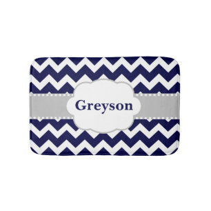 Marine-graue Zickzack Monogramm-Badematte Badematte