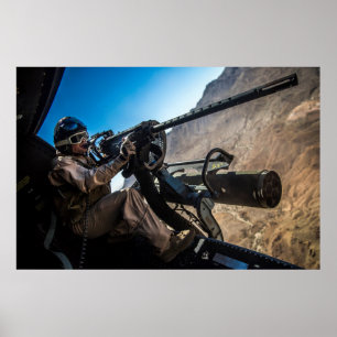 Marine Gunner entlädt ein Ziel Poster