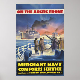 Marine Handelsflotte Arktisfrontplakat Großbritann Poster