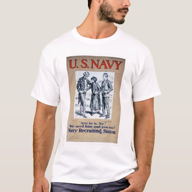 Marine - hier ist er Sir (US02306) T-Shirt (Vorderseite)