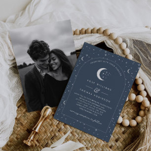 Marine Himmelsbogen-Hochzeitseinladung Foto Einladung