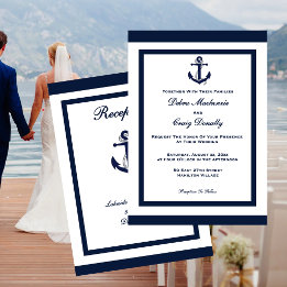 Marine Hochzeit Navy Anker Einladung