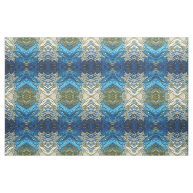 Marine-Kobalt-Olivgrün u. SahneIkat Boho Gewebe Stoff (Fat Quarter (45,7 x 55,9 cm))
