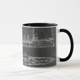 Marine-Kreuzer-Plan Tasse
