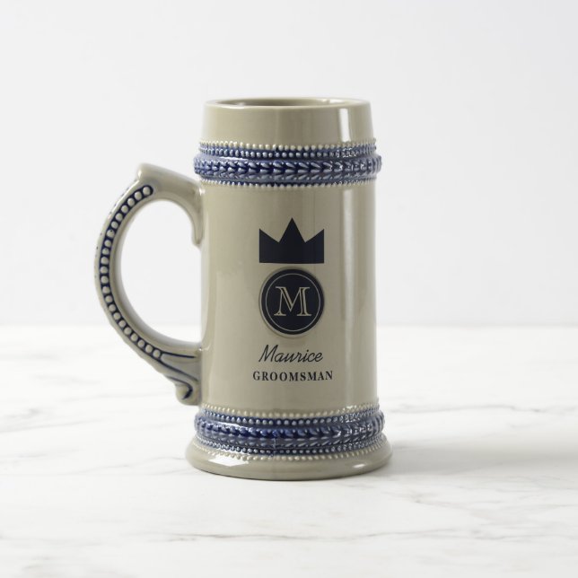 Marine-Kronen-Monogramm Trauzeuge Bierglas (Links)