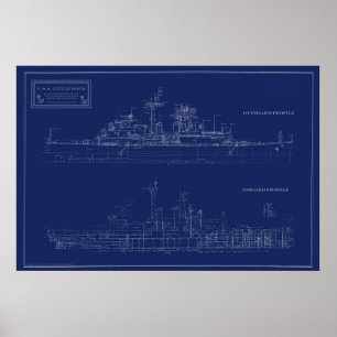 Marine Leichter Kreuzer Little Rock Blueprint Poster