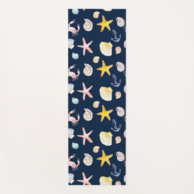 Marine Life & Anchors (Dark Yoga Mat) Yogamatte (Vorderseite)