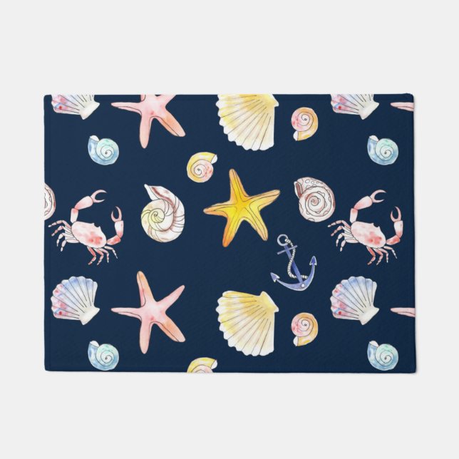Marine Life & Anchors (dunkel) Doormat Fußmatte (Vorderseite)