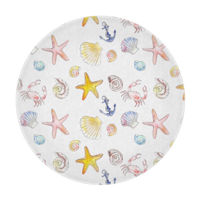 Marine Life & Anchors Schneidebrett (Vorderseite)