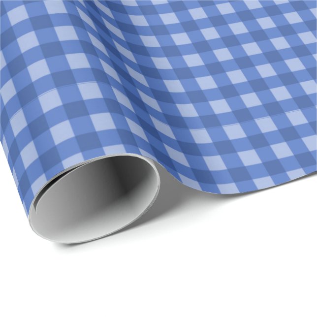 Marine| Light Blue Gingham Wrapping Paper Geschenkpapier (Rolleneckpunkt)