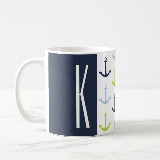 Marine, Limones Grün u. Baby-Blau-Seeanker Kaffeetasse (Links)