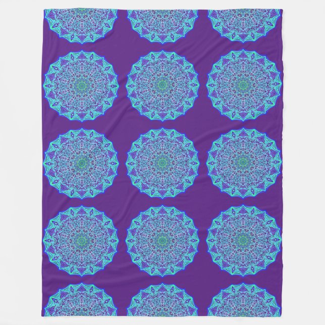 Marine Mandala Fleecedecke (Vorderseite)