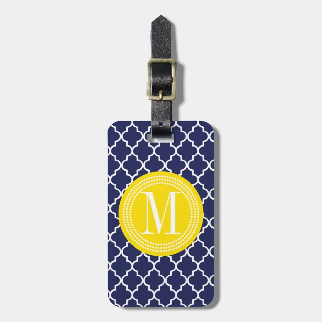 Marine-marokkanisches Fliesen-Gitter Gepäckanhänger (Vorderseite vertikal)