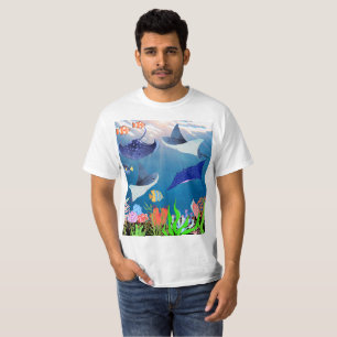 Marine Marvel Blue Ocean Mantas Stingrochen Tropic T-Shirt