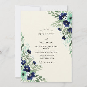 Marine-Mint Exquisite Botanische Hochzeit Einladung