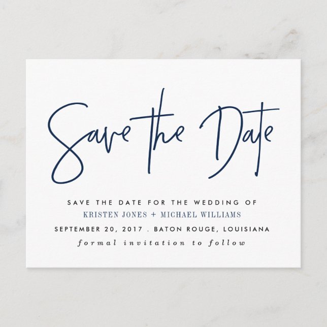 Marine modern Save the Date Ankündigungspostkarte (Vorderseite)