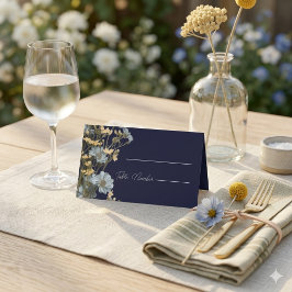 Marine moderne Blumen-Hochzeitsplatzkarten Platzkarte