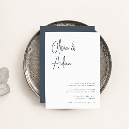 Marine | Moderne handgeschriebene Hochzeit Einladung