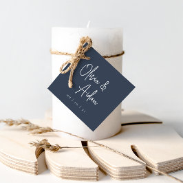 Marine | Moderne handgeschriebene Hochzeit Geschenkanhänger