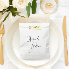 Marine | Moderne handgeschriebene Hochzeit Geschenktütchen