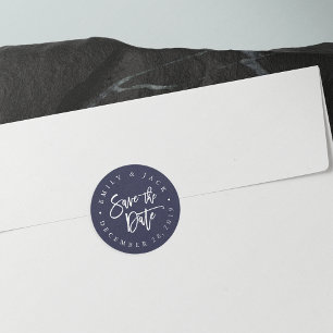 Marine Moderner Pinsel Save the Date Runder Aufkleber