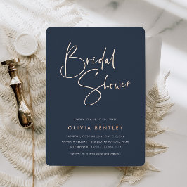 Marine | Modernes Minimalistisches Script-Brautpar Folieneinladung