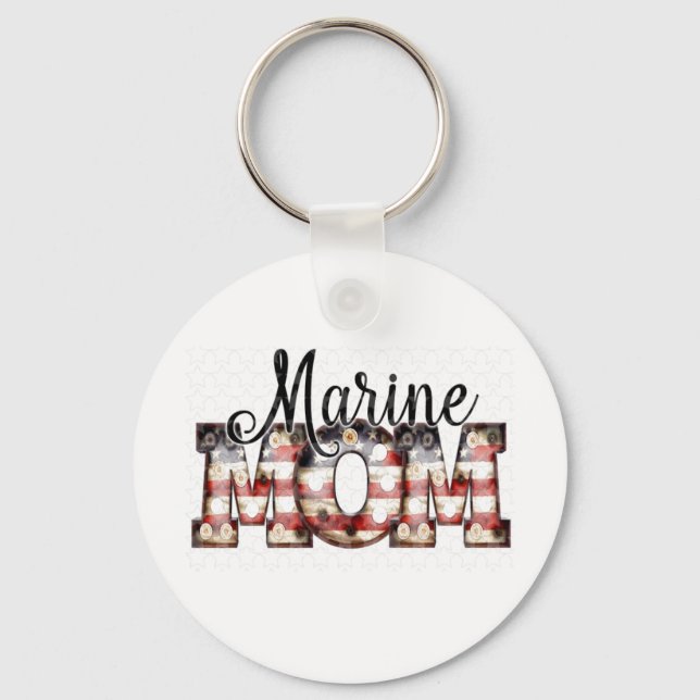 Marine Mom Button Keychain Schlüsselanhänger (Vorderseite)