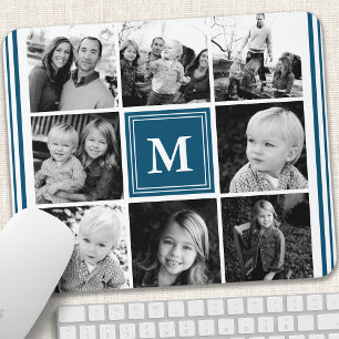 Marine Monogramm Familienfoto-Collage Mousepad