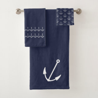 Marine Nautic Anchor Bad Blue Badhandtuch Set