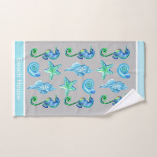 Marine Nautical Seepferd Custom Aquamarin Aqua & G Badhandtuch Set