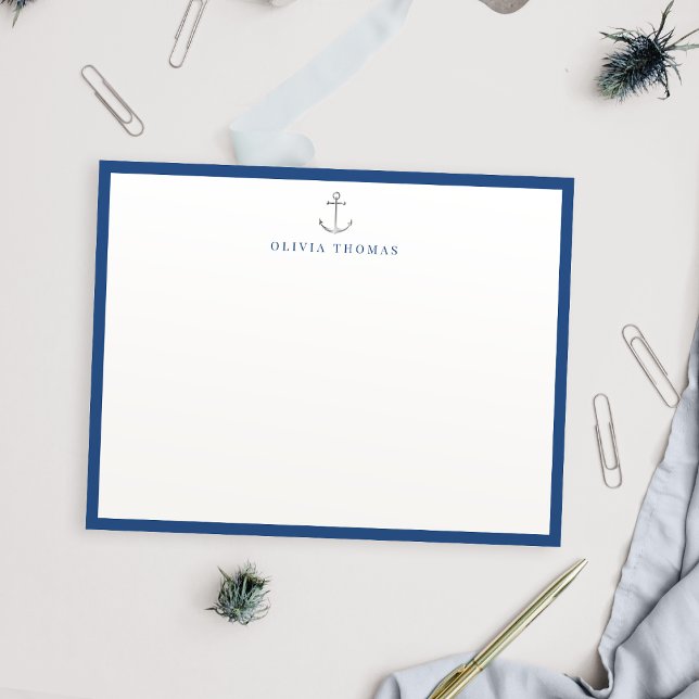 Marine nautische Minimalisten personalisiert Stati Mitteilungskarte (navy nautical minimalist personalized Stationery Note Card)