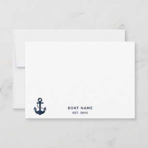 Marine Navy Blau Benutzerdefinierter Bootsname Dankeskarte