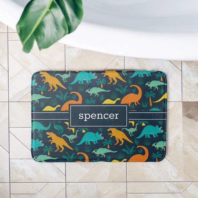 Marine | Niedlich farbige Dinosaurier Muster Kids  Badematte (Von Creator hochgeladen)