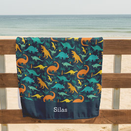 Marine | Niedlich farbige Dinosaurier Muster Kids  Strandtuch