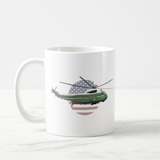 Marine One Hubschrauber mit amerikanischer Flagge Kaffeetasse (Links)