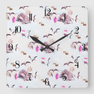 Marine pattern quadratische wanduhr