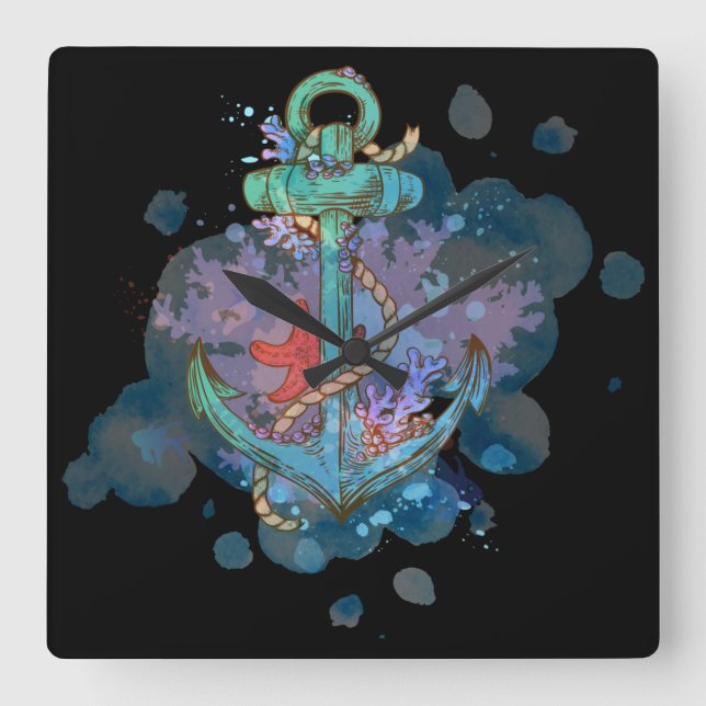 Marine Quadratische Wanduhr (Vorderseite)