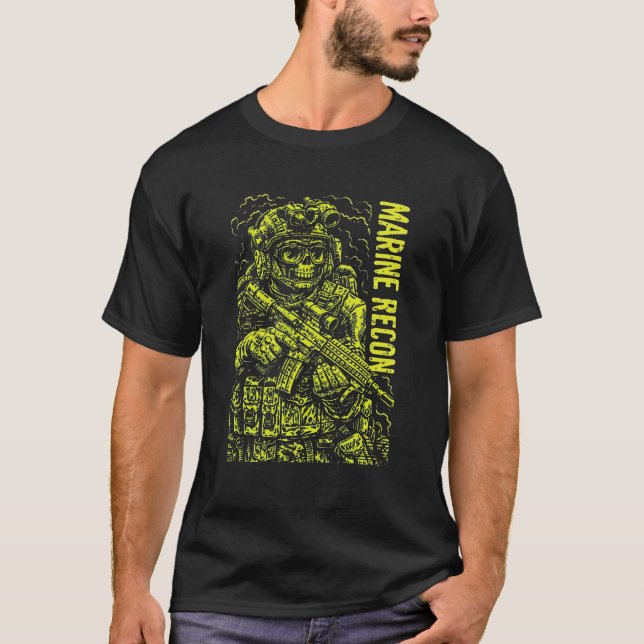 Marine Recon Tactical Horror Illustration T-Shirt (Vorderseite)